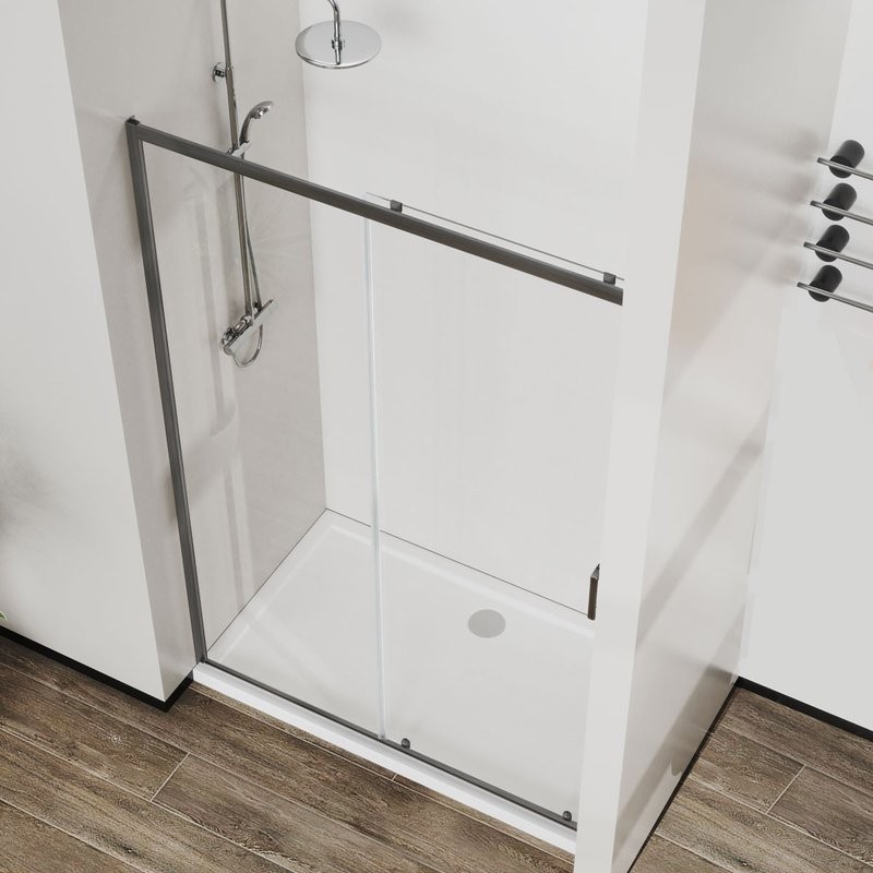 Душевая дверь в нишу Vincea City VDS-5CT110CLGM 110 см, профиль вороненая сталь, стекло прозрачное