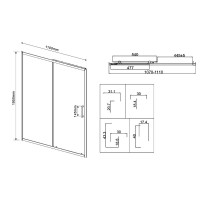 Душевая дверь в нишу Vincea City VDS-5CT110CLGM 110 см, профиль вороненая сталь, стекло прозрачное
