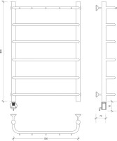 Полотенцесушитель электрический Secado Мерида 1 К 85x55 см, подключение слева, глянцевый хром, лесенка