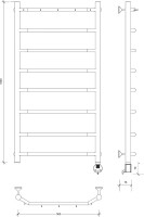 Полотенцесушитель электрический Secado Агата 1 К 105x55 см, подключение справа, глянцевый хром, лесенка