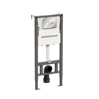 Комплект Ceramicanova Унитаз подвесной Forma CN3009 безободковый, с микролифтом + Инсталляция Balance CN121001CH с кнопкой Circle глянцевый хром