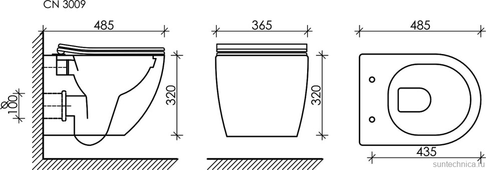 Комплект Ceramicanova Унитаз подвесной Forma CN3009 безободковый, с микролифтом + Инсталляция Balance CN121001CH с кнопкой Circle глянцевый хром