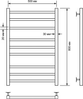 Полотенцесушитель водяной Comfysan Pioli-K W-8 80х50 80x55 см, хром, лесенка