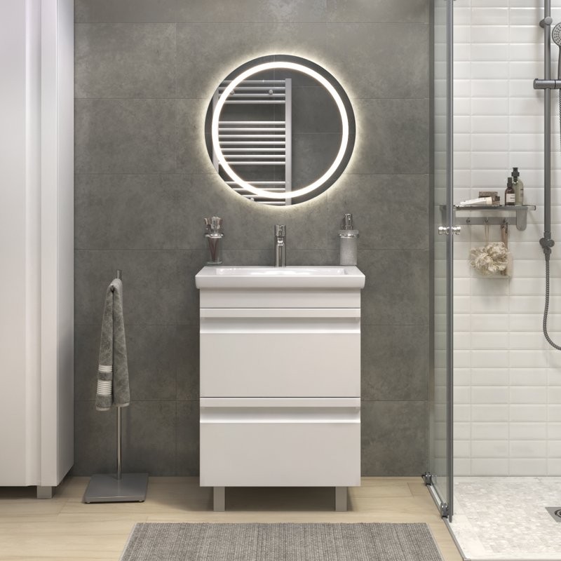 Мебель для ванной комнаты Vigo Holly 60 напольная, белая, раковина Como 60