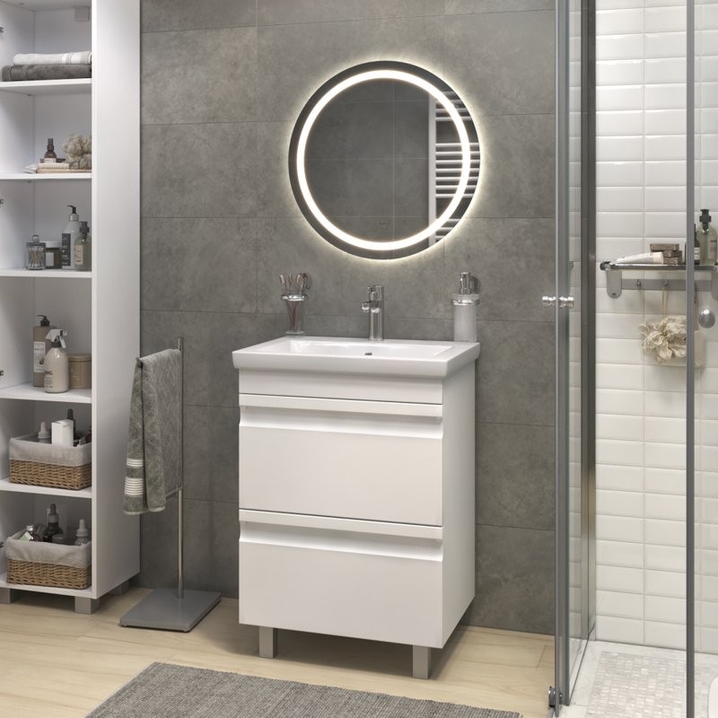 Мебель для ванной комнаты Vigo Holly 60 напольная, белая, раковина Como 60