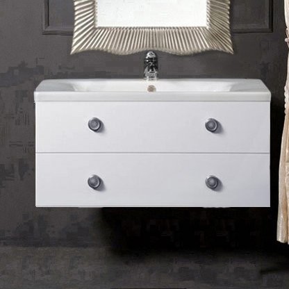 Тумба с раковиной Armadi Art NeoArt 100 white с ручками Satine хром