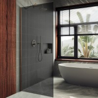 Душевая перегородка Maybahglass MGD-686-2ш 119 см, профиль бронза, стекло графит