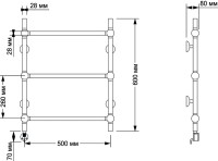 Полотенцесушитель электрический Secado Флоренция 1 65x55 см, подключение слева, бронза, лесенка, латунь