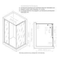 Душевой уголок RGW Leipzig LE-45 120х90 см, профиль хром, стекло прозрачное