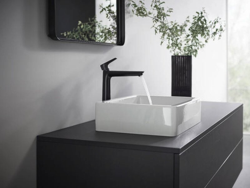 Смеситель для раковины Hansgrohe Talis E 240 71716670 с донным клапаном, матовый черный
