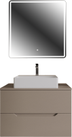 Мебель для ванной комнаты Orange Line 80 подвесная, 2 ящика, матовый латте с раковиной B04-500W