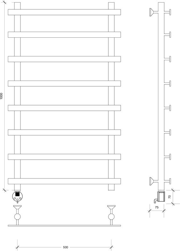 Полотенцесушитель электрический Secado Понтида 1, L 100x60 см, подключение слева, матовый черный, лесенка