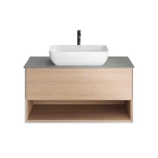 Тумба с раковиной KERAMA MARAZZI Plaza Modern 100 с ящиком и полкой, дуб виченца