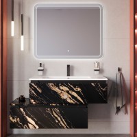 Тумба с раковиной Cezares Slider 100 подвесная, 1 ящик, черный фьюжн