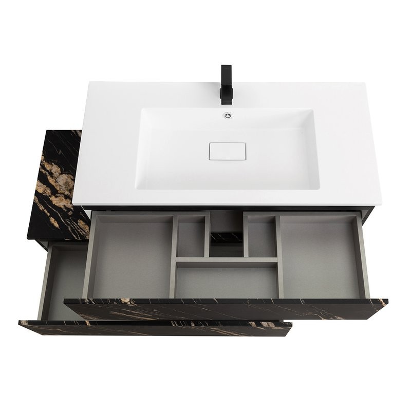 Тумба с раковиной Cezares Slider 100 подвесная, 1 ящик, черный фьюжн