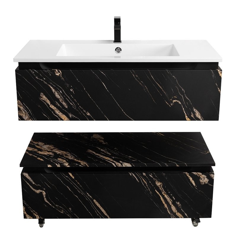 Тумба с раковиной Cezares Slider 100 подвесная, 1 ящик, черный фьюжн