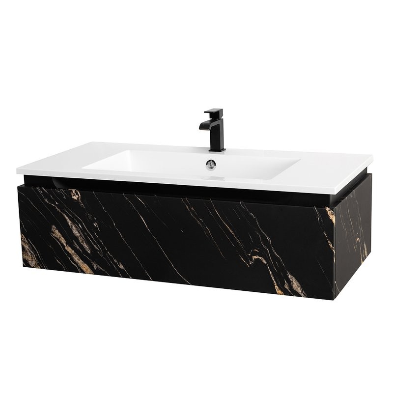 Тумба с раковиной Cezares Slider 100 подвесная, 1 ящик, черный фьюжн