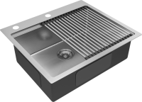 Мойка кухонная Paulmark Kroner-Pro + Pro PM705951-BS+R405-BS брашированная сталь