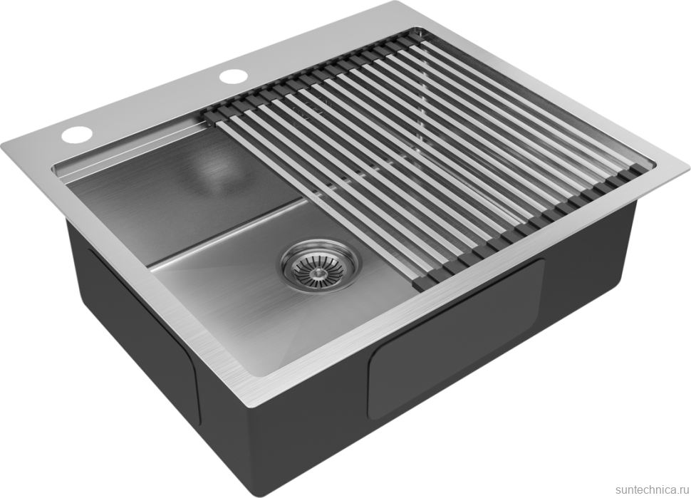 Мойка кухонная Paulmark Kroner-Pro + Pro PM705951-BS+R405-BS брашированная сталь