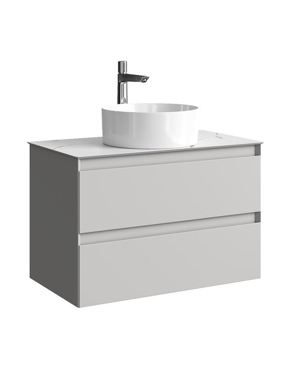 Тумба под раковину со столешницей Aqwella 5 stars Geometria 80 2 ящика, серый туман, столешница мрамор белый