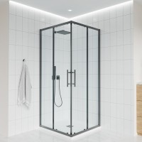 Душевой уголок Veconi Evo 300 GR 110х80 см, профиль брашированный графит, стекло прозрачное