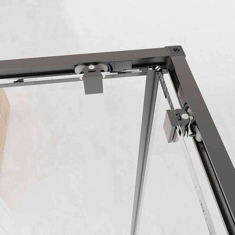 Душевой уголок Veconi Evo 300 GR 110х80 см, профиль брашированный графит, стекло прозрачное