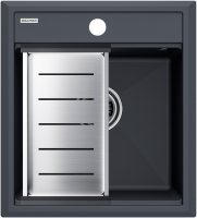 Мойка кухонная Paulmark Stepia PM114651-AN+A375-BS с коландером, антрацит