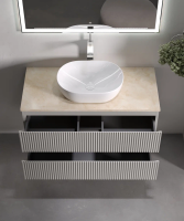 Тумба с раковиной Sancos Snob R 100 см, beige soft, столешница бежевая, раковина CN5010