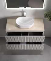 Тумба с раковиной Sancos Snob R 100 см, beige soft, столешница бежевая, раковина CN5010