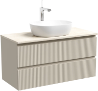 Тумба с раковиной Sancos Snob R 100 см, beige soft, столешница бежевая, раковина CN5010