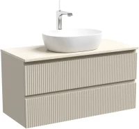 Тумба с раковиной Sancos Snob R 100 см, beige soft, столешница бежевая, раковина CN5010