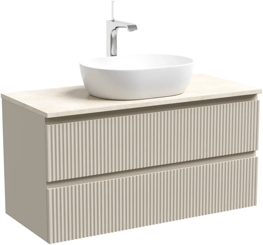 Тумба с раковиной Sancos Snob R 100 см, beige soft, столешница бежевая, раковина CN5010