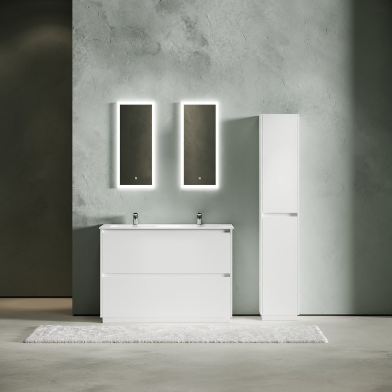 Мебель для ванной комнаты Sancos Libra Floor 120 белый глянец, двойная белая раковина CN7004