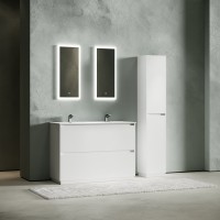 Мебель для ванной комнаты Sancos Libra Floor 120 белый глянец, двойная белая раковина CN7004