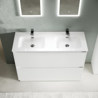 Мебель для ванной комнаты Sancos Libra Floor 120 белый глянец, двойная белая раковина CN7004