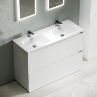 Мебель для ванной комнаты Sancos Libra Floor 120 белый глянец, двойная белая раковина CN7004