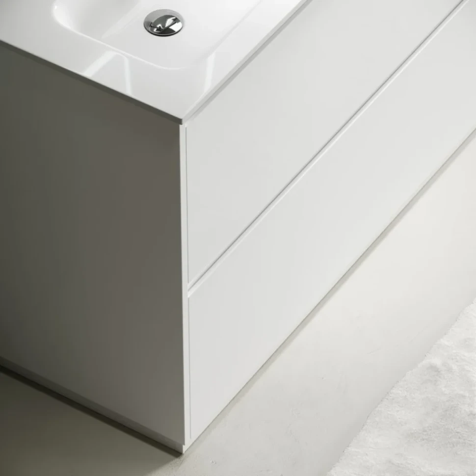 Мебель для ванной комнаты Sancos Libra Floor 120 белый глянец, двойная белая раковина CN7004