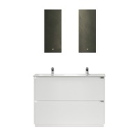 Мебель для ванной комнаты Sancos Libra Floor 120 белый глянец, двойная белая раковина CN7004