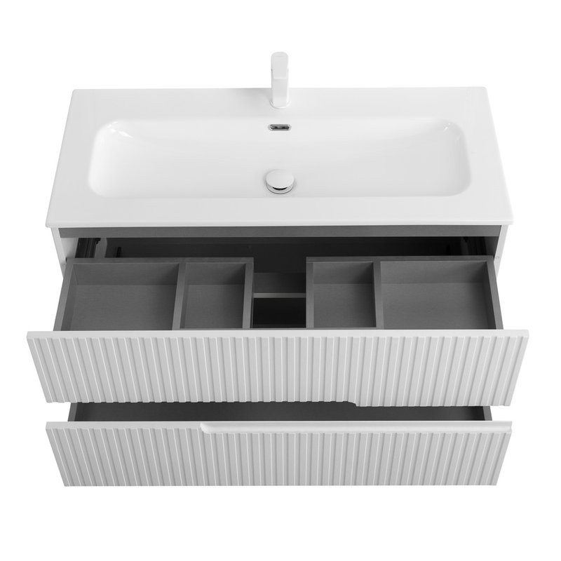 Мебель для ванной комнаты Cezares Duet 100 ясень белый софт, раковина Cezares CZR-8073-100