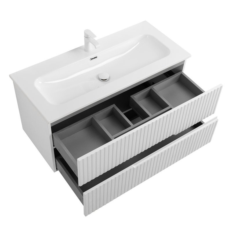 Мебель для ванной комнаты Cezares Duet 100 ясень белый софт, раковина Cezares CZR-8073-100