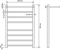 Полотенцесушитель водяной Comfysan Noumi W-8 80х50 80x55 см, хром, лесенка, с полкой