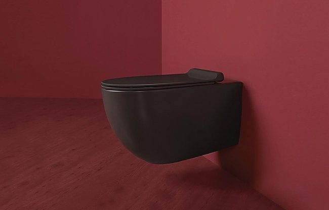 Унитаз подвесной Simas Vignoni VI18 nero matt безободковый, с микролифтом, черный матовый
