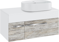 Тумба с раковиной Runo Вудлайн 100 подвесная, скандинавский дуб, раковина Nuovo 50