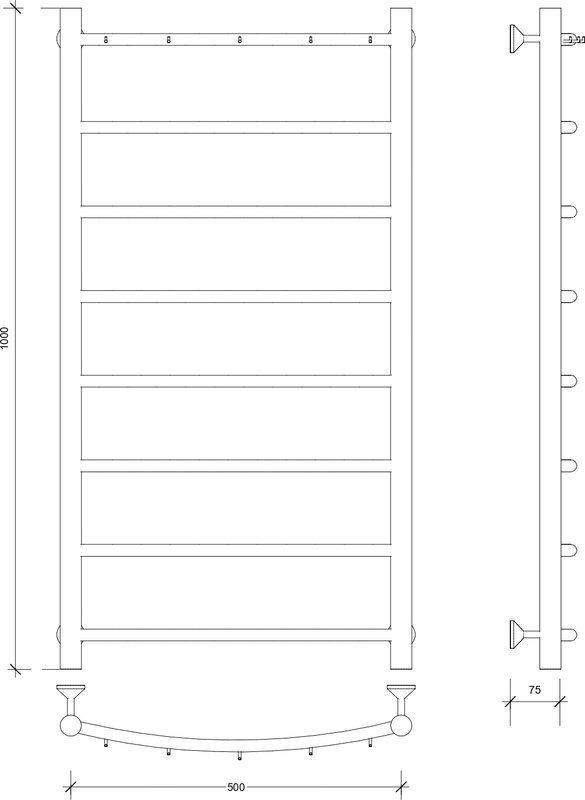 Полотенцесушитель водяной Secado Милан 1 К 100x55 см, графит, лесенка