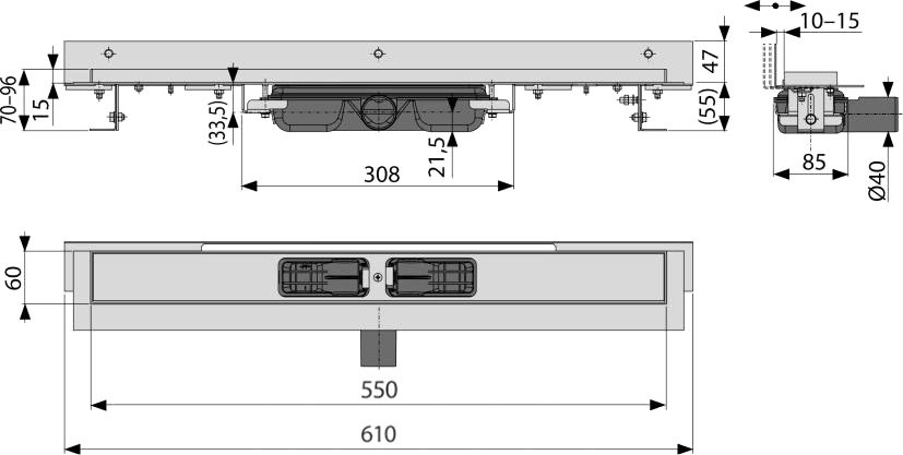 Душевой трап (лоток) AlcaPlast APZ104 -550 без решетки