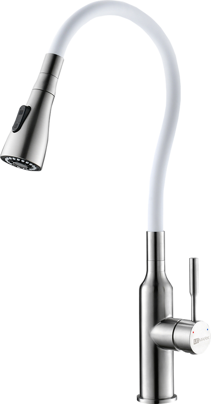 Смеситель для кухни Lemark Expert LM5082S-White с гибким изливом