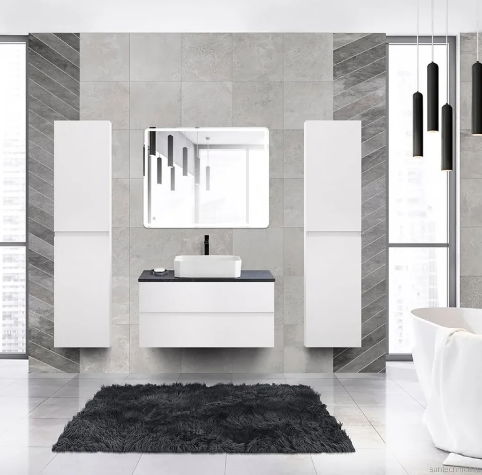 Тумба с раковиной Cezares Molveno 46 100 bianco ghiaccio, со столешницей