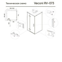 Душевой уголок Veconi Rovigo RV-073G 120х80 см, профиль брашированное золото, стекло прозрачное