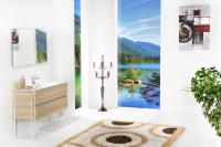 Мебель для ванной комнаты Armadi Art Vallessi 100 дуб светлый, с белой раковиной