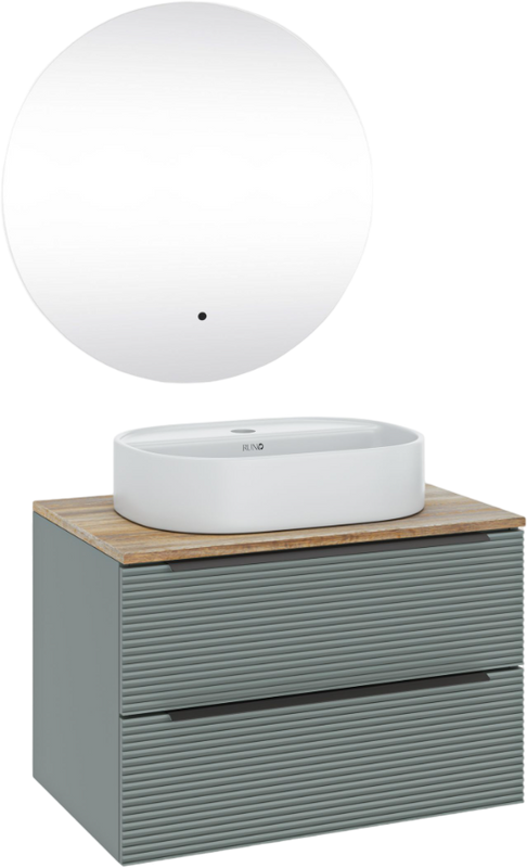 Мебель для ванной комнаты Runo Орлеан 70 зеленая, дуб натуральный, раковина Nuovo 50